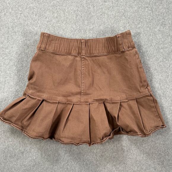 Hollister High Rise Mini Skirt Size X-Small Brown Denim Pleated Hem Y2k - Picture 9 of 9